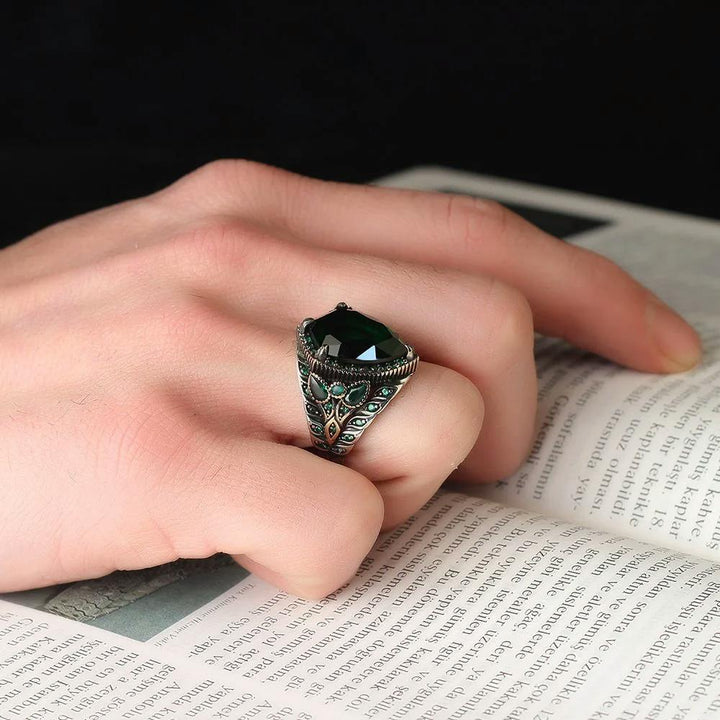 925 silver ring with green zircon stone EGYT-1160