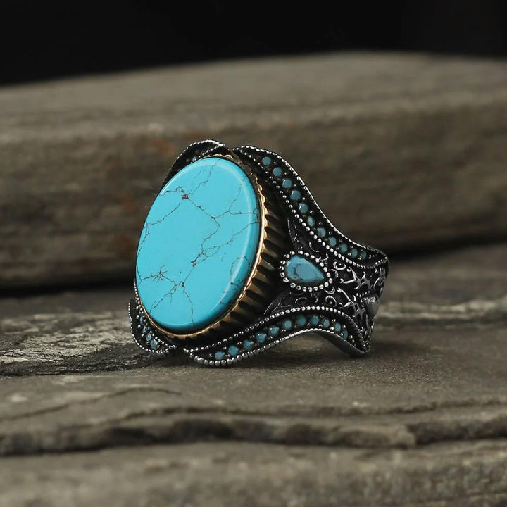 Men's 925 sterling silver ring with turquoise stone