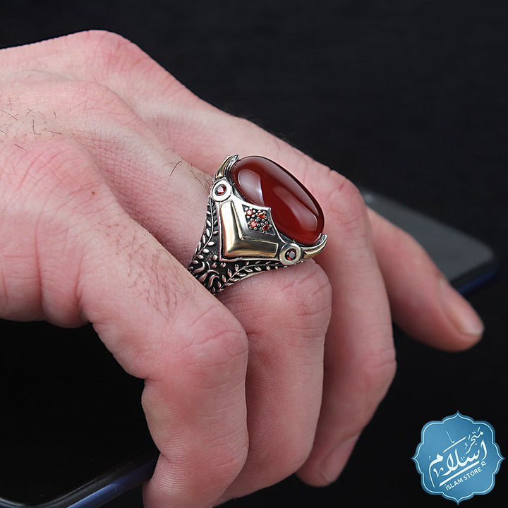 Silver Ring With Agate Gemstone ISLAM STORE