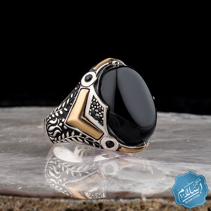 Silver men's ring with Black Onyx stone ISLAM STORE