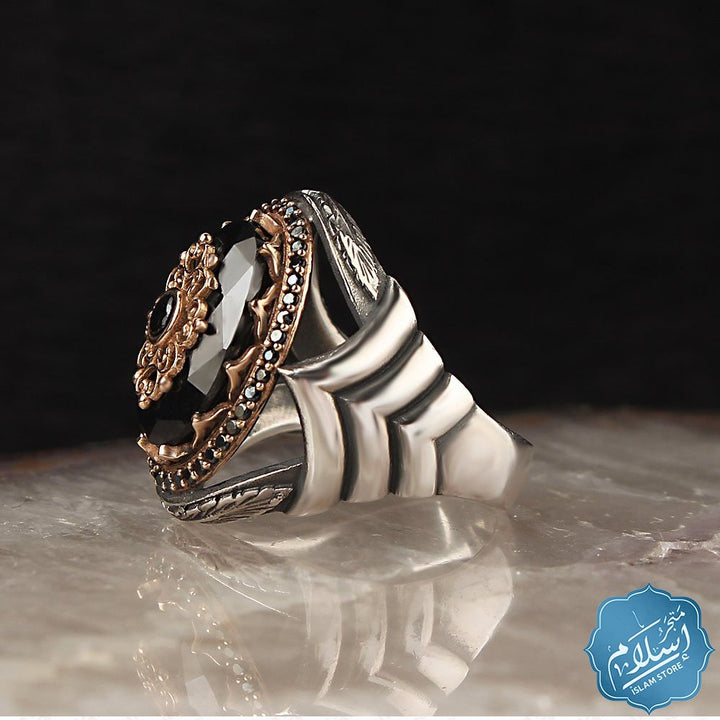 Silver Ring With zircon Gemstone Black