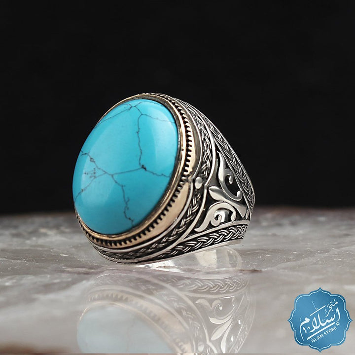 Silver men's ring with firuze stone ISLAM STORE