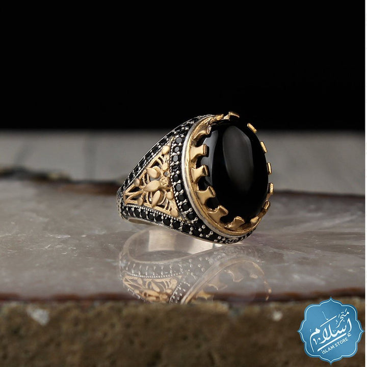 Silver ring with black onyx stone ISLAM STORE