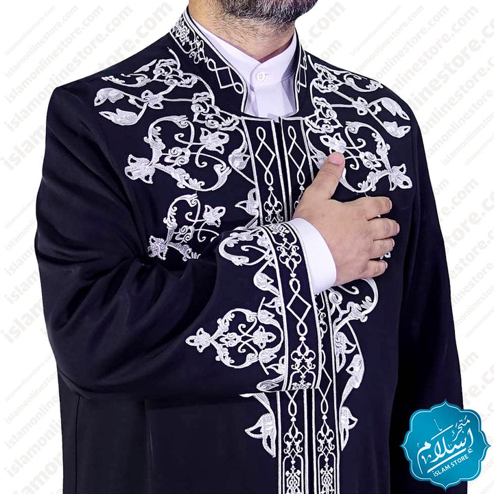 Embroidered abaya for men, black color