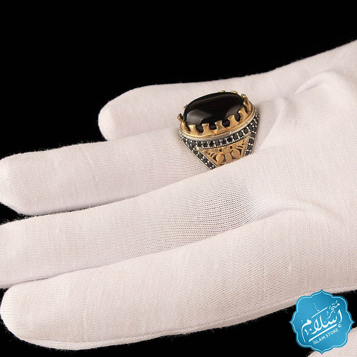 Silver ring with black onyx stone ISLAM STORE