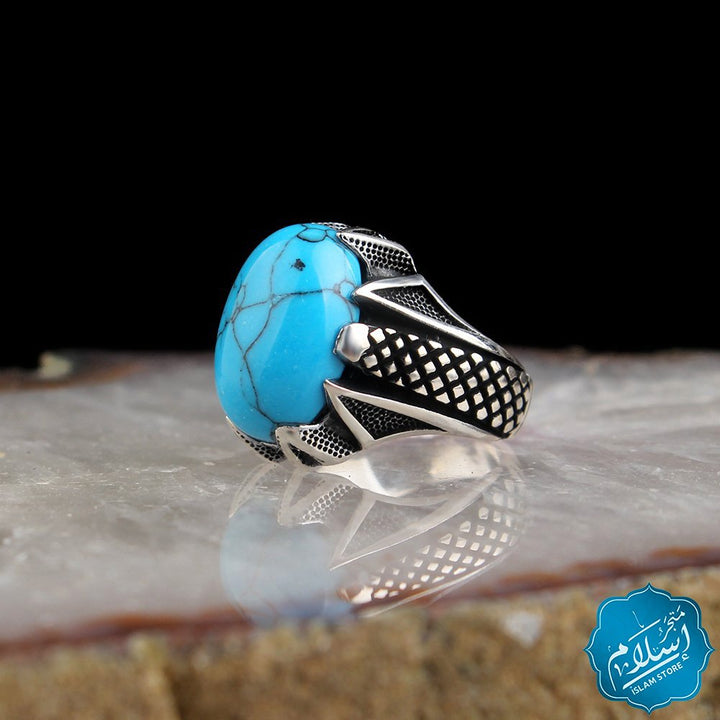 Silver Ring With Firuze Stone Blue
