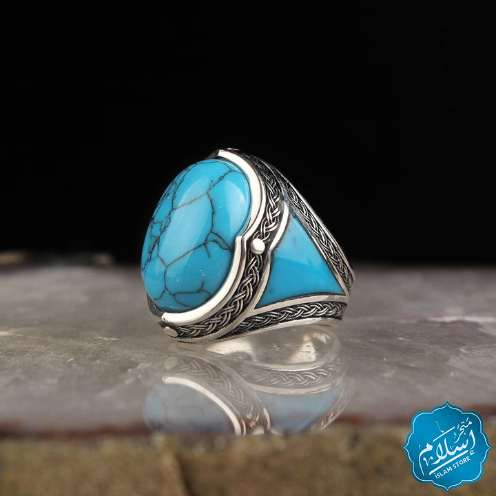 Silver Ring With Firuze Stone Blue