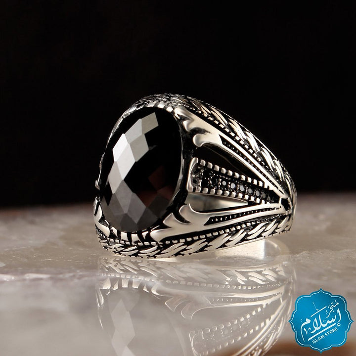 Silver Ring With Zircon Stone Black