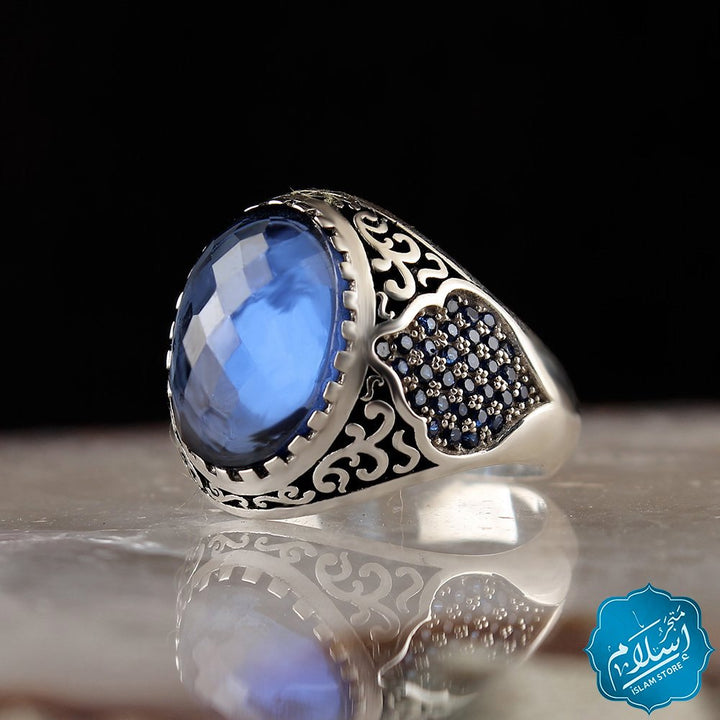 Silver Ring With Zircon Stone Light Blue
