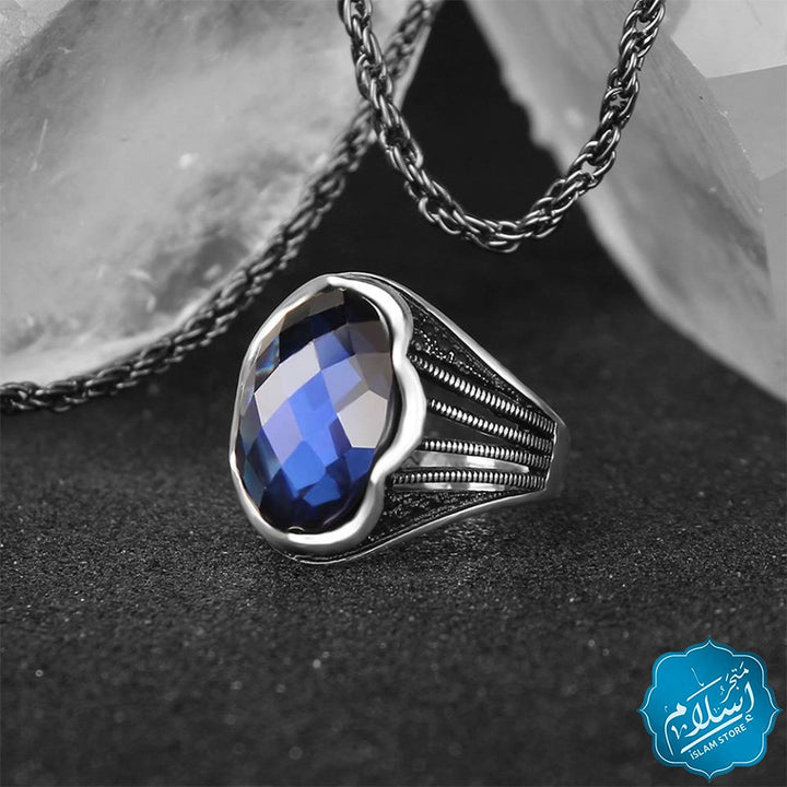 Silver Ring With Zircon Stone Blue