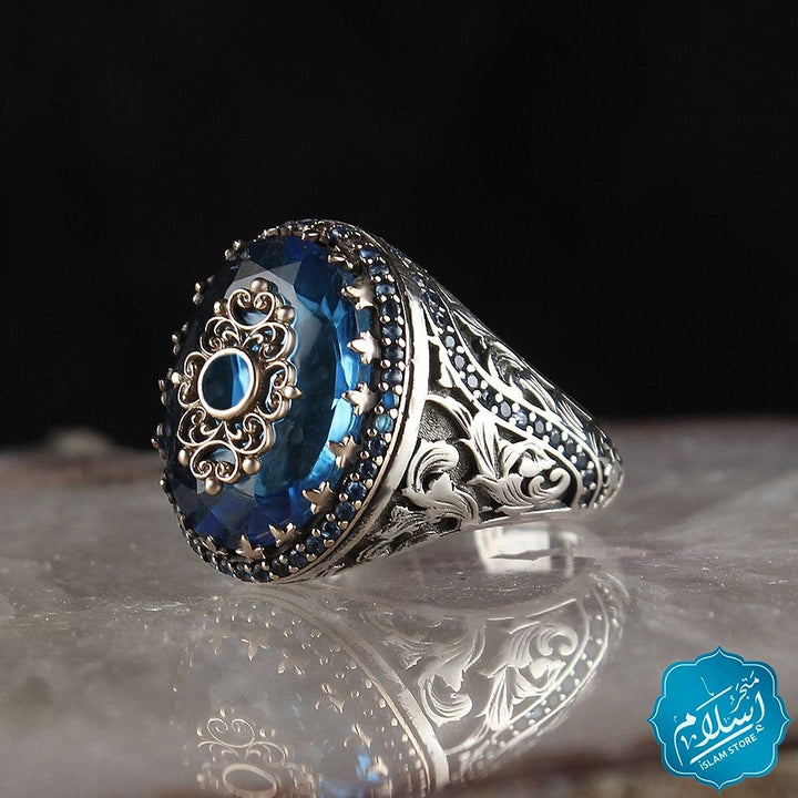 Silver Ring With Aqua Blue Stone