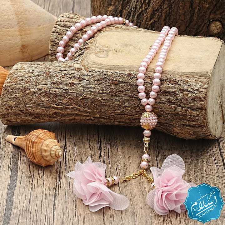 Pink cylindrical box,luxury Shawl and pearl rosary