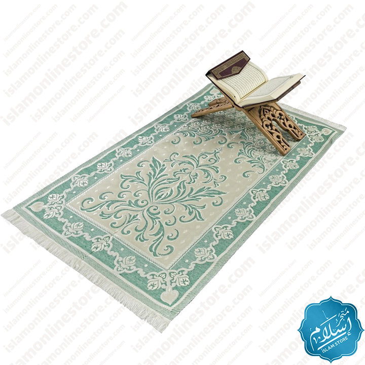 Islamic gift set for occasions green color, rosary and a prayer rug