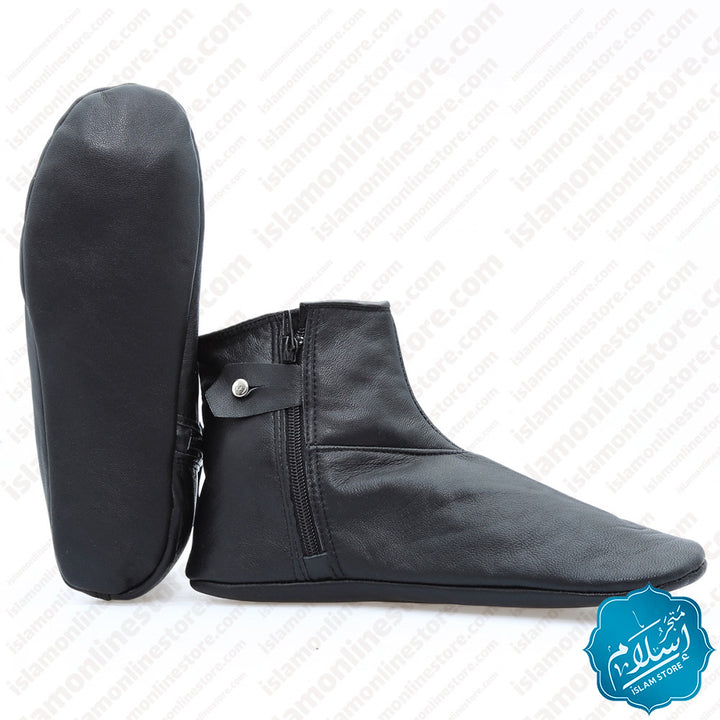 Natural Leather Slippers Black Color 2 ISLAM STORE