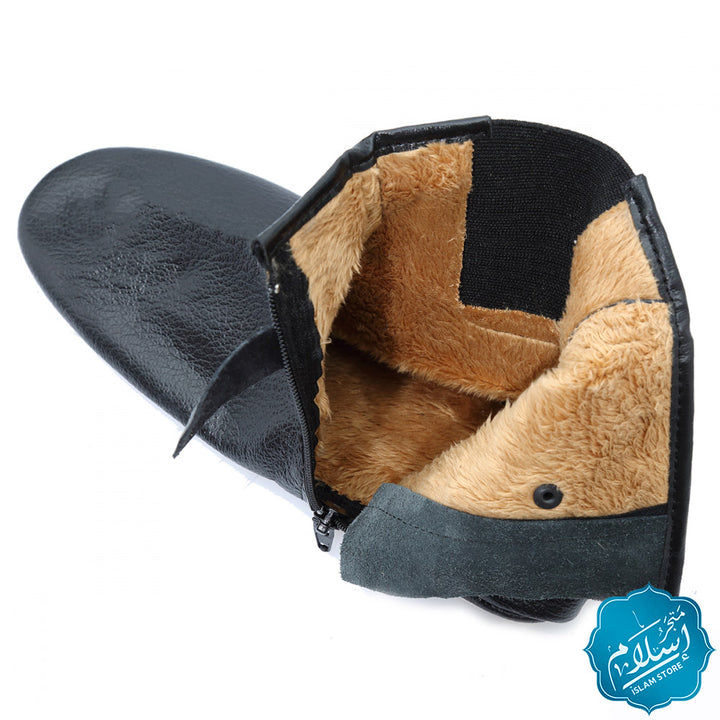 Natural Leather Slippers Black Color 3 ISLAM STORE
