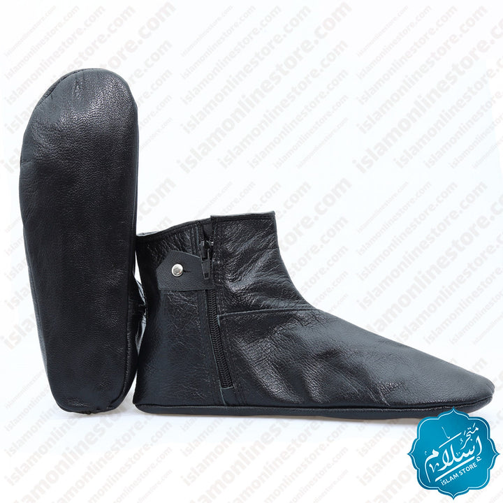 Natural Leather Slippers Black Color 4 ISLAM STORE