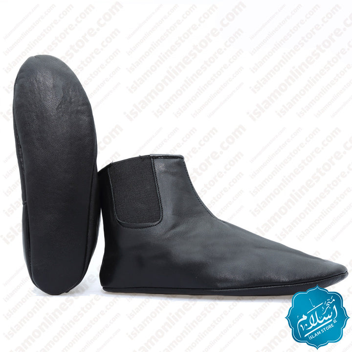 Slippers Natural Leather Rubber Black Color ISLAM STORE
