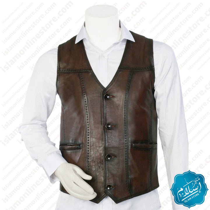 Leather jacket for men brown color - Y022