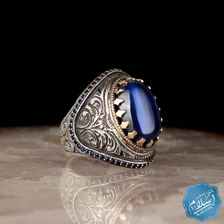 Silver ring 925 with blue zircon stone