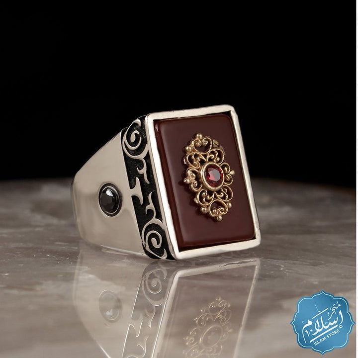 Silver ring with agate stone ISLAM STORE